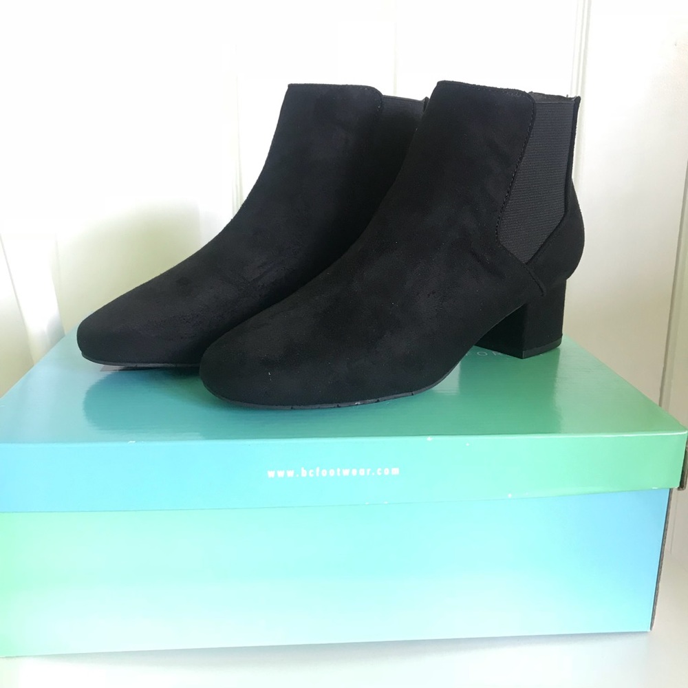 Never worn vegan black suede booties!